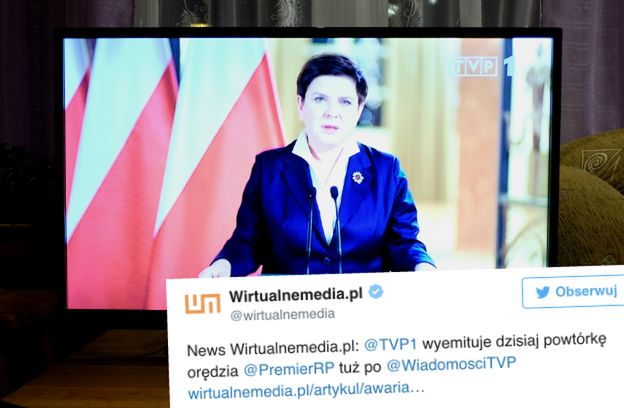 Wicemarszałek Sejmu: dziwnym trafem przed wystąpieniem premier Szydło nastąpiła awaria. Dziś TVP puściło powtórkę orędzia