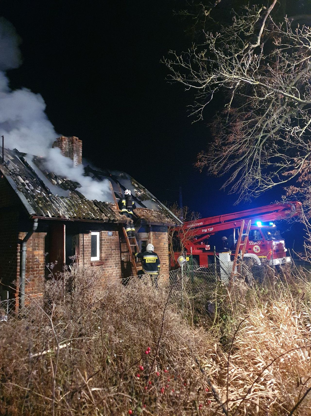 Nocny pożar w Osieku nad Notecią