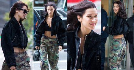 #TRENDY: Bella Hadid w bojówkach moro