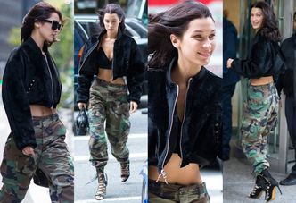 #TRENDY: Bella Hadid w bojówkach moro