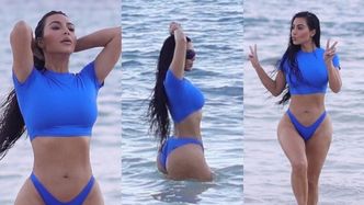 U Kim Kardashian bez zmian: paraduje po plaży, eksponując słynne krągłości (ZDJĘCIA)
