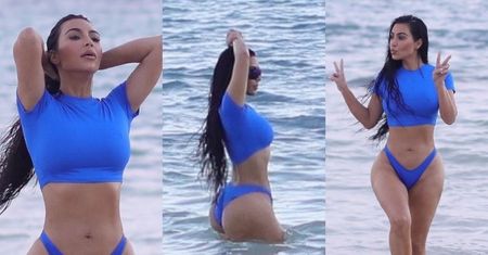 U Kim Kardashian bez zmian: paraduje po plaży, eksponując słynne krągłości (ZDJĘCIA)