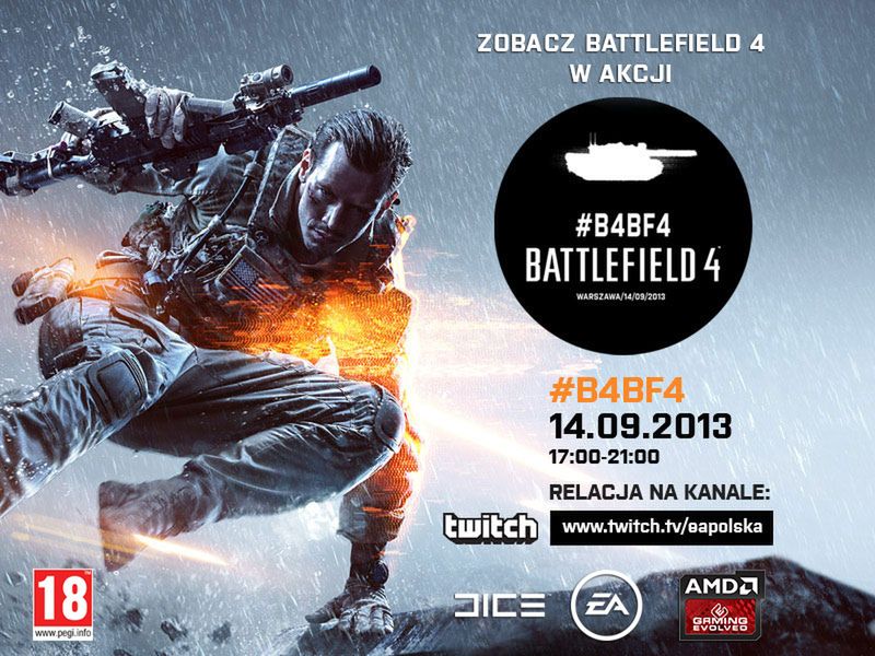 EA zaprasza do oglądania strumienia na żywo z walk w Battlefield 4, będą grać Polacy