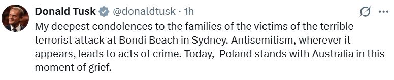 Premier Donald Tusk po zamachu w Australii