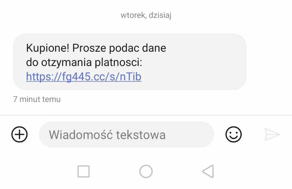 Fałszywy SMS w wątku z OLX