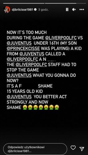 Wpis Djibrila Cisse na Instastories