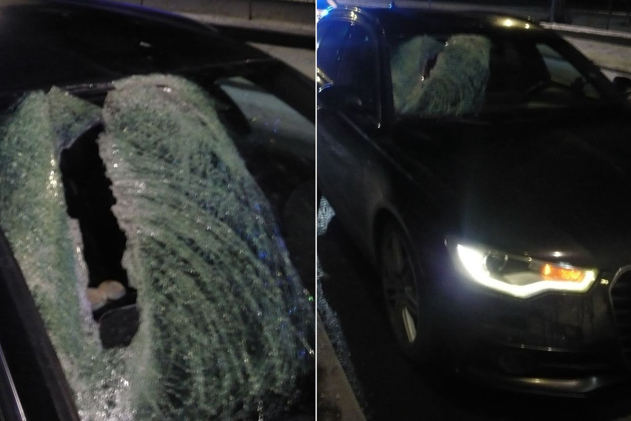 Bryła lodu spadła z tira i raniła kobietę. Policja szuka kierowcy