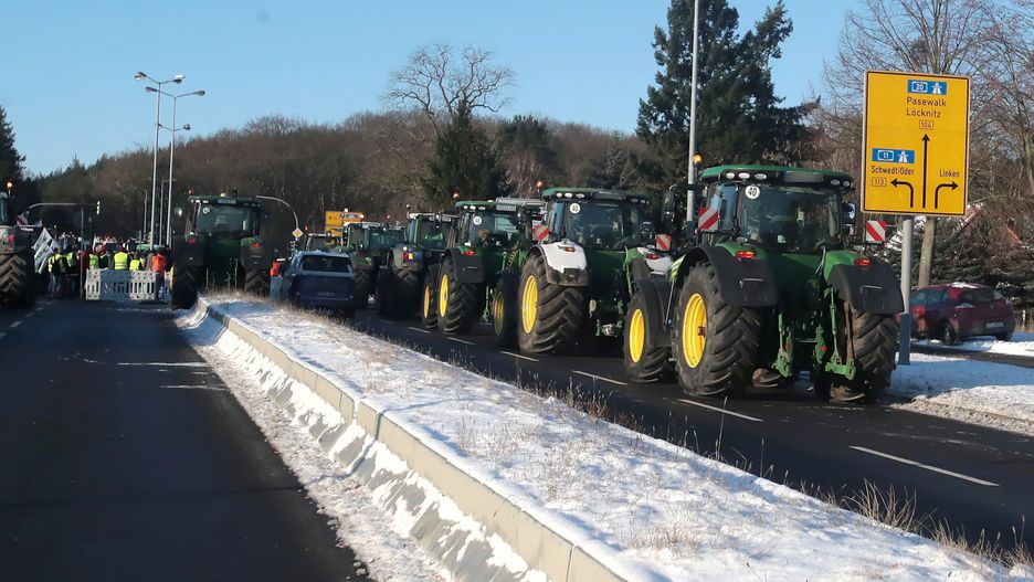 Rolniczy protest na granicy.polsko-niemieckiej
