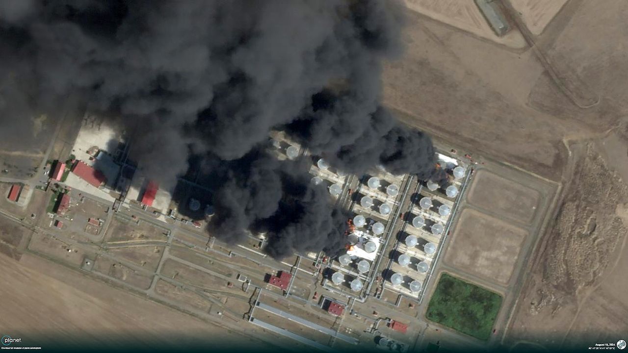 Fuel base ablaze in Russia after Ukrainian drone assault