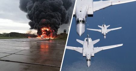 Dronami w Tupolewy. Spłonął rosyjski bombowiec