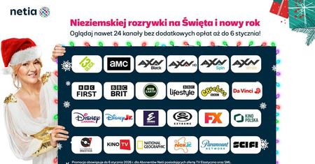 Netia odsłania świąteczne "okno otwarte". Nawet 24 kanały bez dopłat do 6 stycznia