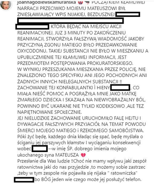 Mama Mateusza Murańskiego ujawnia prawdę o jego śmierci