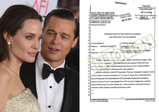 Angelina i Brad podpisali dokumenty o opiece nad dziećmi! BRAD MUSI SIĘ BADAĆ NA OBECNOŚĆ NARKOTYKÓW...