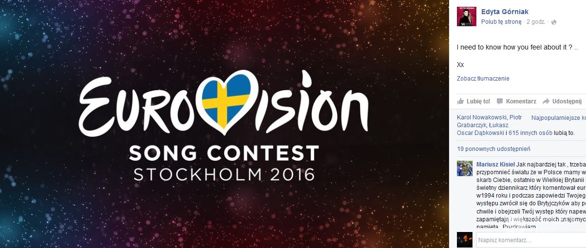 Edyta Górniak chce pojechać na Eurowizję?