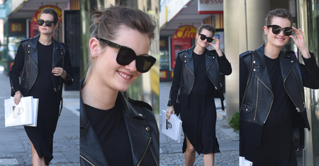 Ciężarna Monika Jagaciak w czarnej stylizacji zmierza do studia "Dzień Dobry TVN" (ZDJĘCIA)