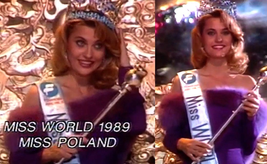 Aneta Kręglicka na wyborach Miss World 1989