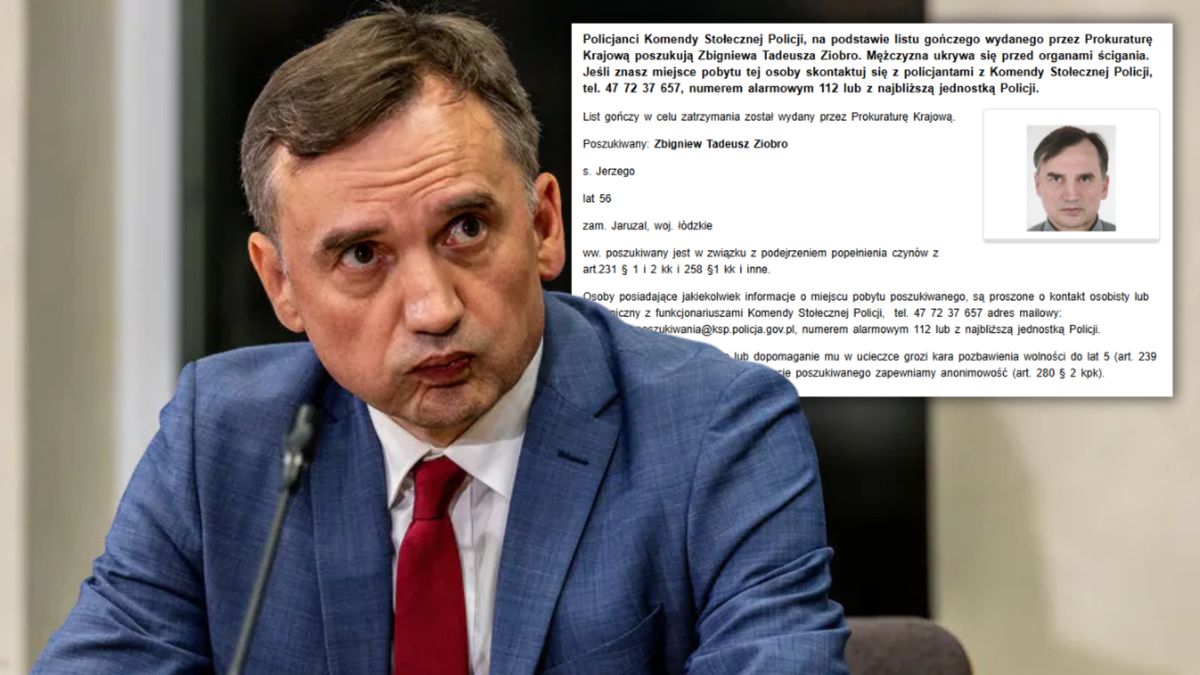 Zbigniew Ziobro poszukiwany listem gończym
