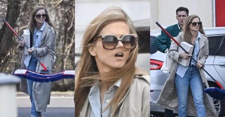 Agnieszka Kaczorowska pędzi na trening do "TzG", dzierżąc w dłoni MOPA. Przejęła obowiązki byłego?