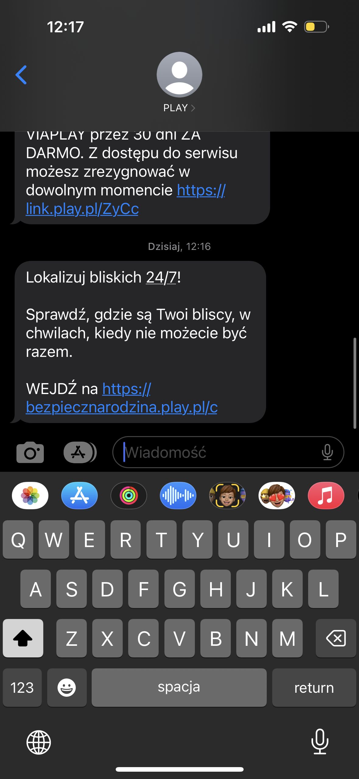 Wiadomość od Play