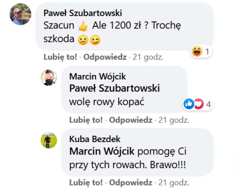 Screen z FB Marcina Wójcika