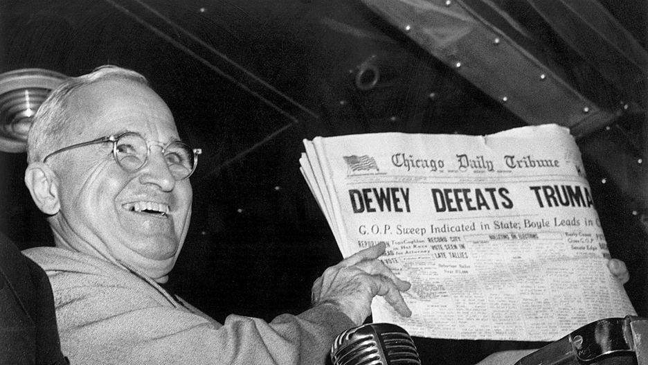 Historyczny nagłówek w Chicago Tribune z 1948 roku
