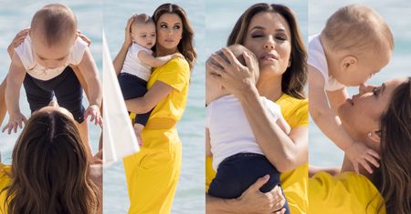 Cannes 2019: Szczęśliwa Eva Longoria bawi się z rocznym synkiem na prywatnej plaży (ZDJĘCIA)