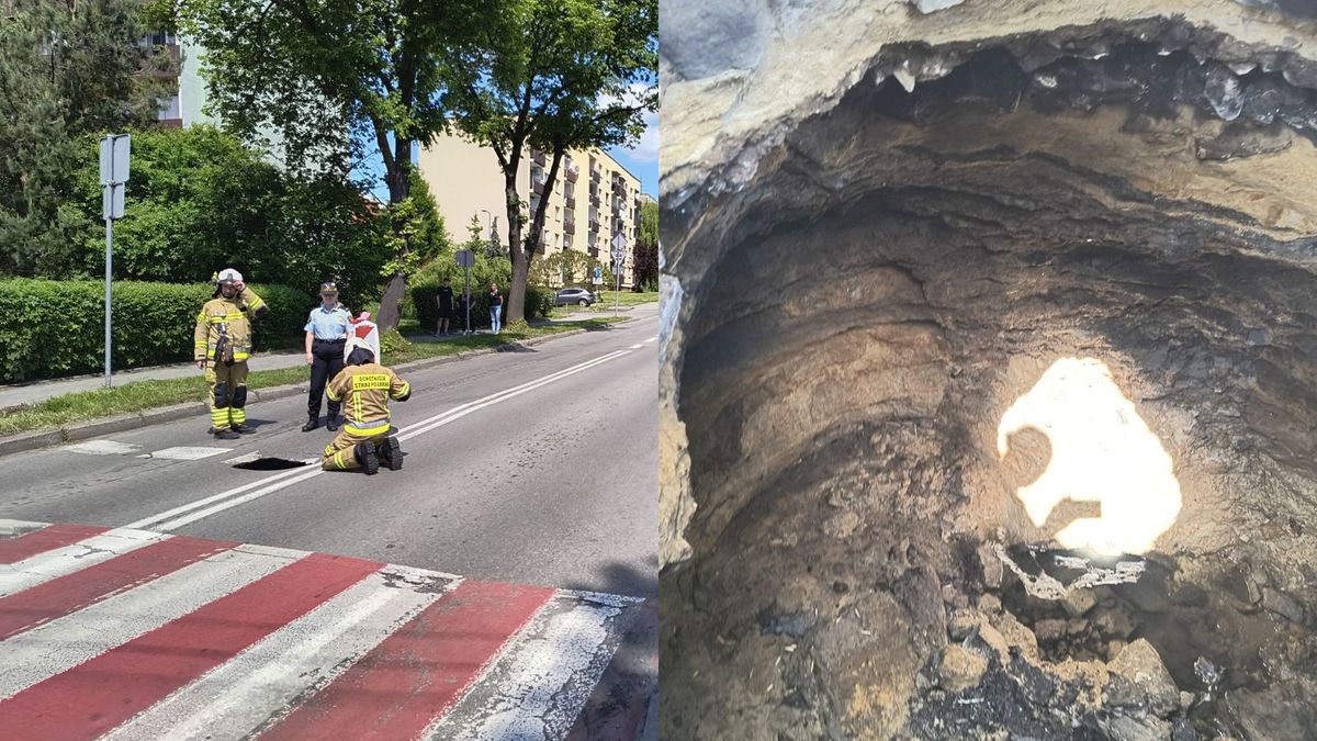 Dziura w Gliwicach. Interwencja strażaków