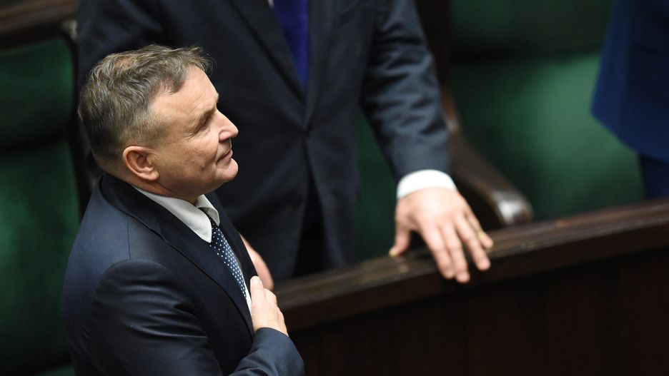 Poseł Waldemar Olejniczak podczas ślubowania w trakcie posiedzenia Sejmu