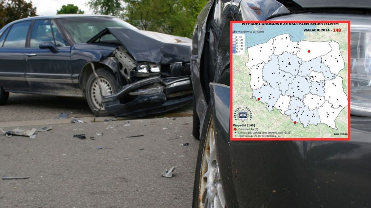 Mapa wypadków śmiertelnych w Polsce
