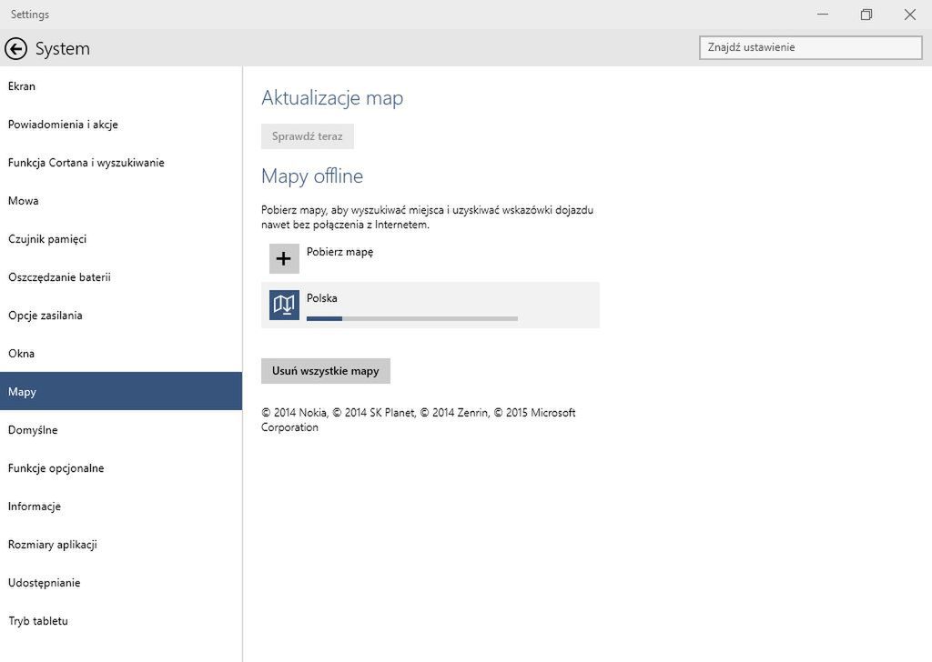 Windows 10 - nawigacja i mapy offline