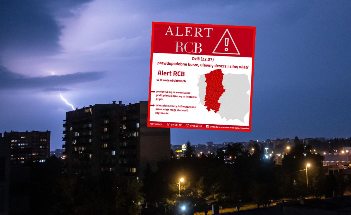 Wydano alert RCB dla ośmiu województw