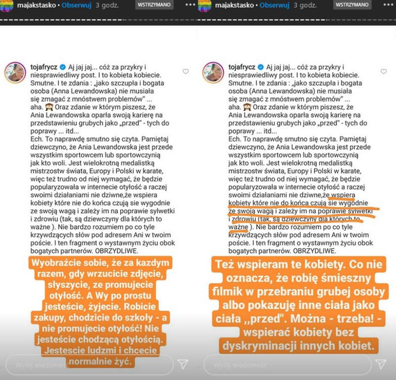 Olga Frycz staje w obronie Ani Lewandowskiej