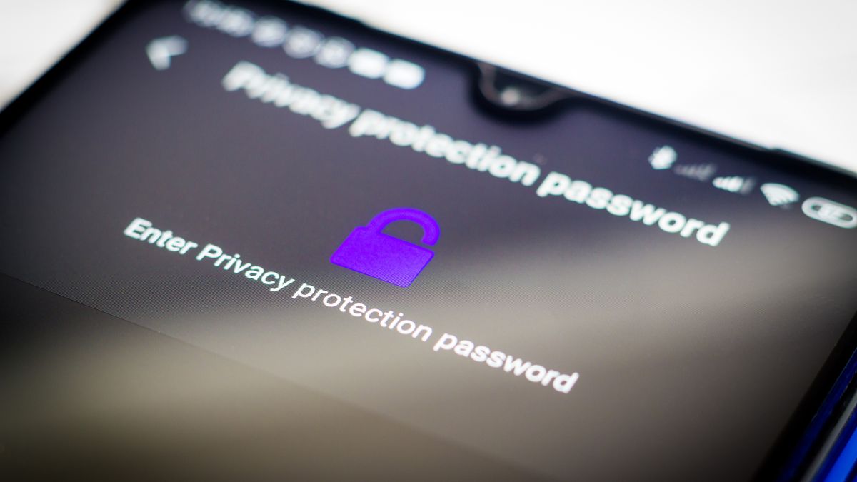 BRAZIL - 2020/10/18: In this photo illustration the detail Enter the privacy protection password icon in seen displayed on a smartphone. (Photo Illustration by Rafael Henrique/SOPA Images/LightRocket via Getty Images)