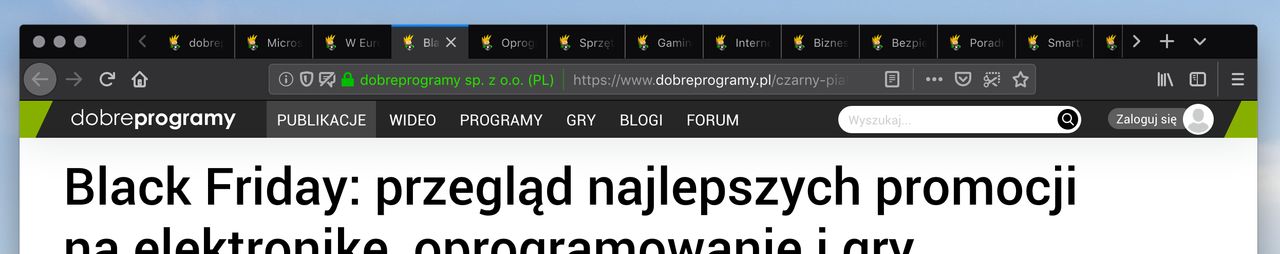 Firefox pozwala przewijać pasek na boki