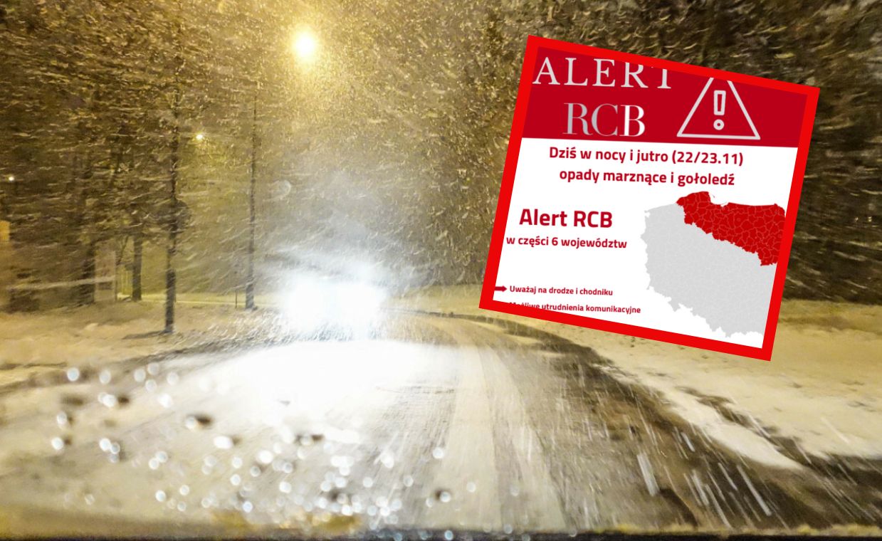 Lód i gołoledź na drogach. Alert RCB w sześciu województwach