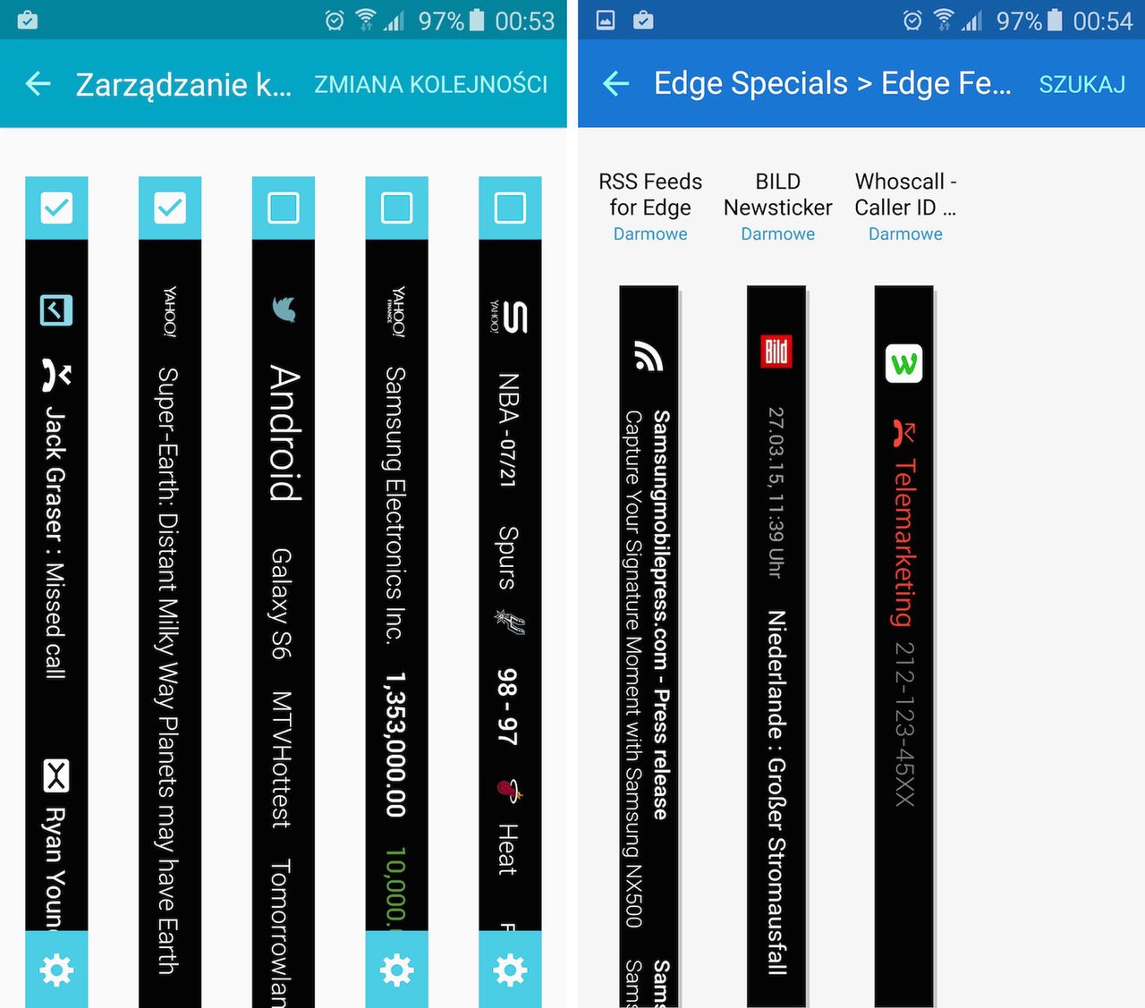 Samsung Galaxy S6 edge - panele krawędziowe