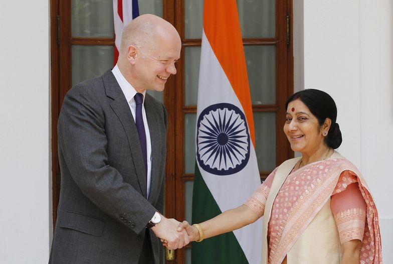 William Hague z szefową dyplomacji Indii Sushmą Swaraj