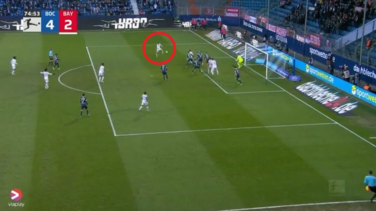 WP SportoweFakty / Viaplay / Gol Lewandowskiego w meczu z Bochum na 2:4