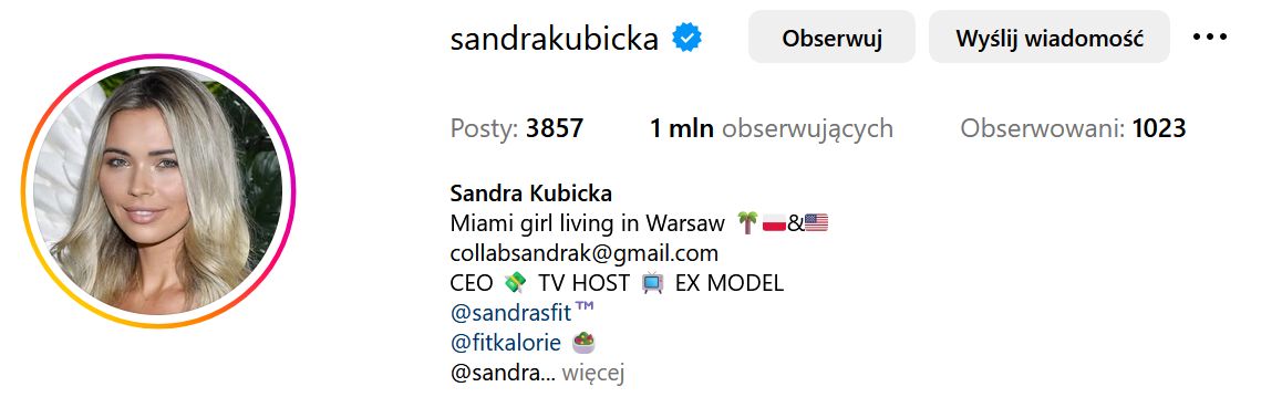 Sandra Kubicka zmieniła nazwisko na Instagramie