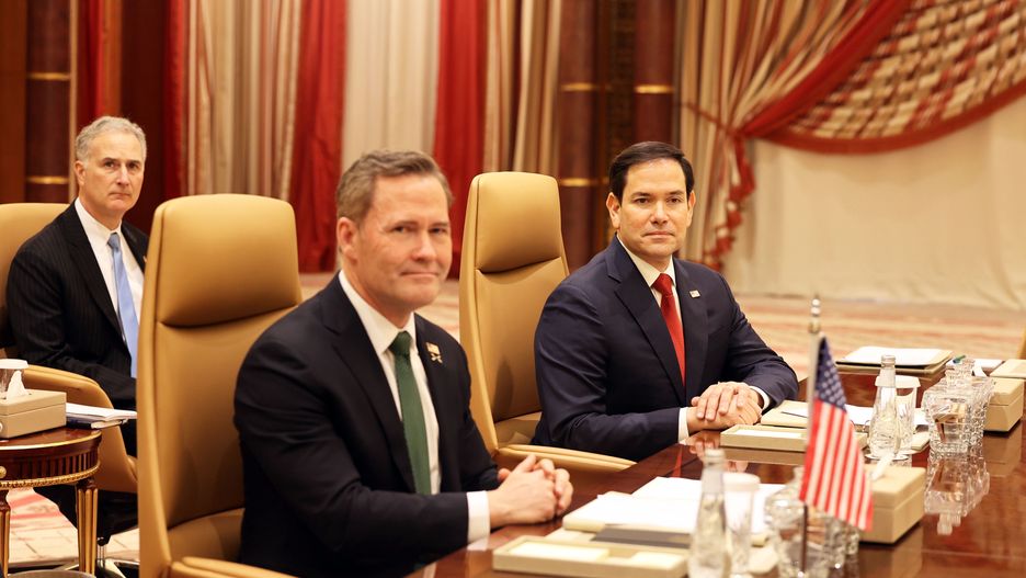 JEDDAH, SAUDI ARABIA - MARCH 11: U.S. Secretary of State Marco Rubio (R) attends talks between the US and Ukraine hosted by the Saudis on March 11, 2025 in Jeddah, Saudi Arabia. An American delegation led by US Secretary of State Marco Rubio is in Jeddah to attend a high-stakes meeting with Ukrainian officials, in efforts to lay the groundwork for peace negations to end Russia's war in Ukraine. The talks come after Zelensky met with Saudi Crown Prince Mohammed bin Salman on Monday, and in the wake of a recent rift in US-Ukraine relations. (Photo by Salah Malkawi/Getty Images)