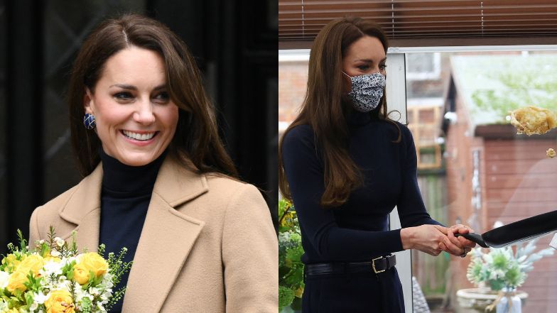 Kate Middleton i jej "popisy kulinarne" z patelnią. Księżna zadała szyku podczas wizyty w domu opieki (ZDJĘCIA)