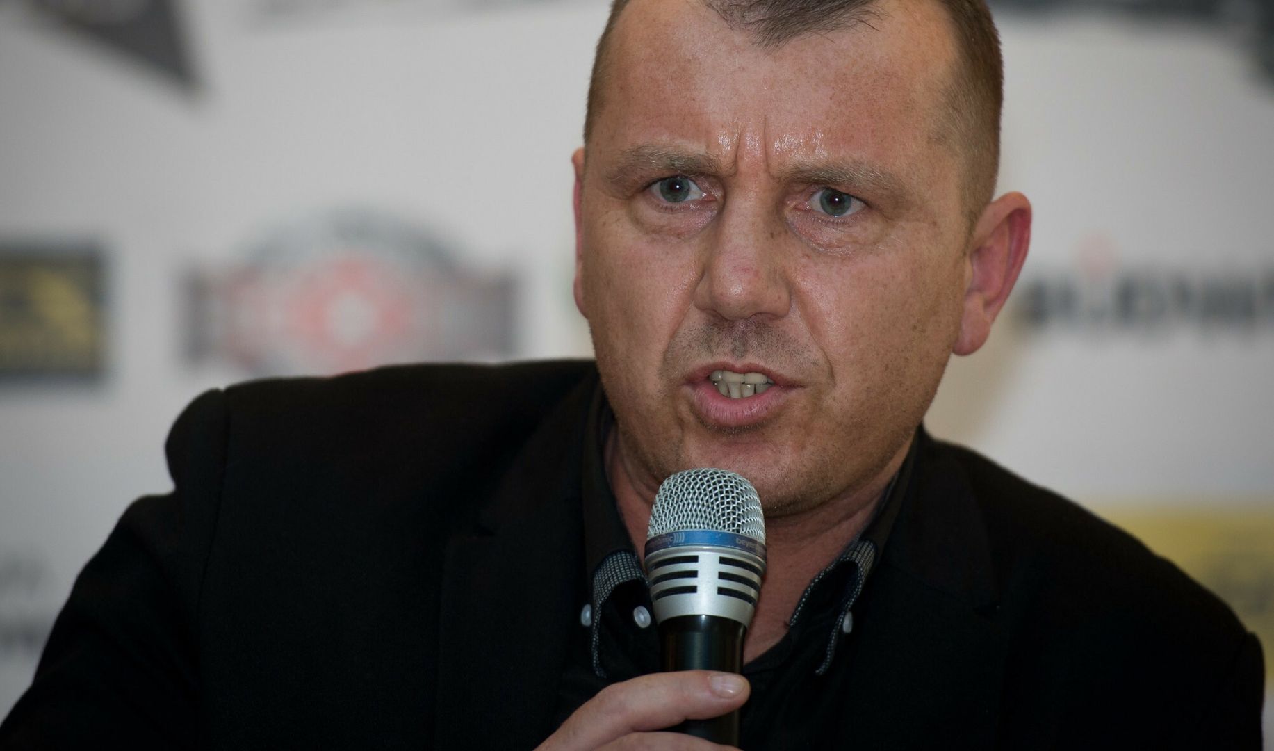 05.03.2015 r., Lubin, Mariusz Grabowski na konferencji przed Galą Boksu Zawodowego 