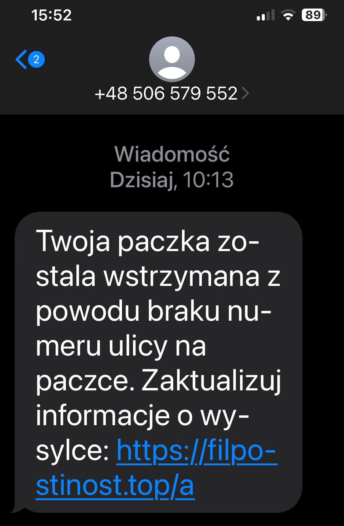 SMS o paczce