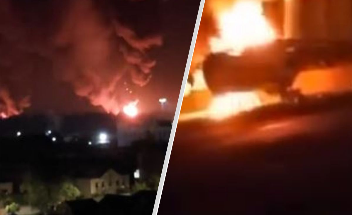 Pożary po ataku dronów Pskowie