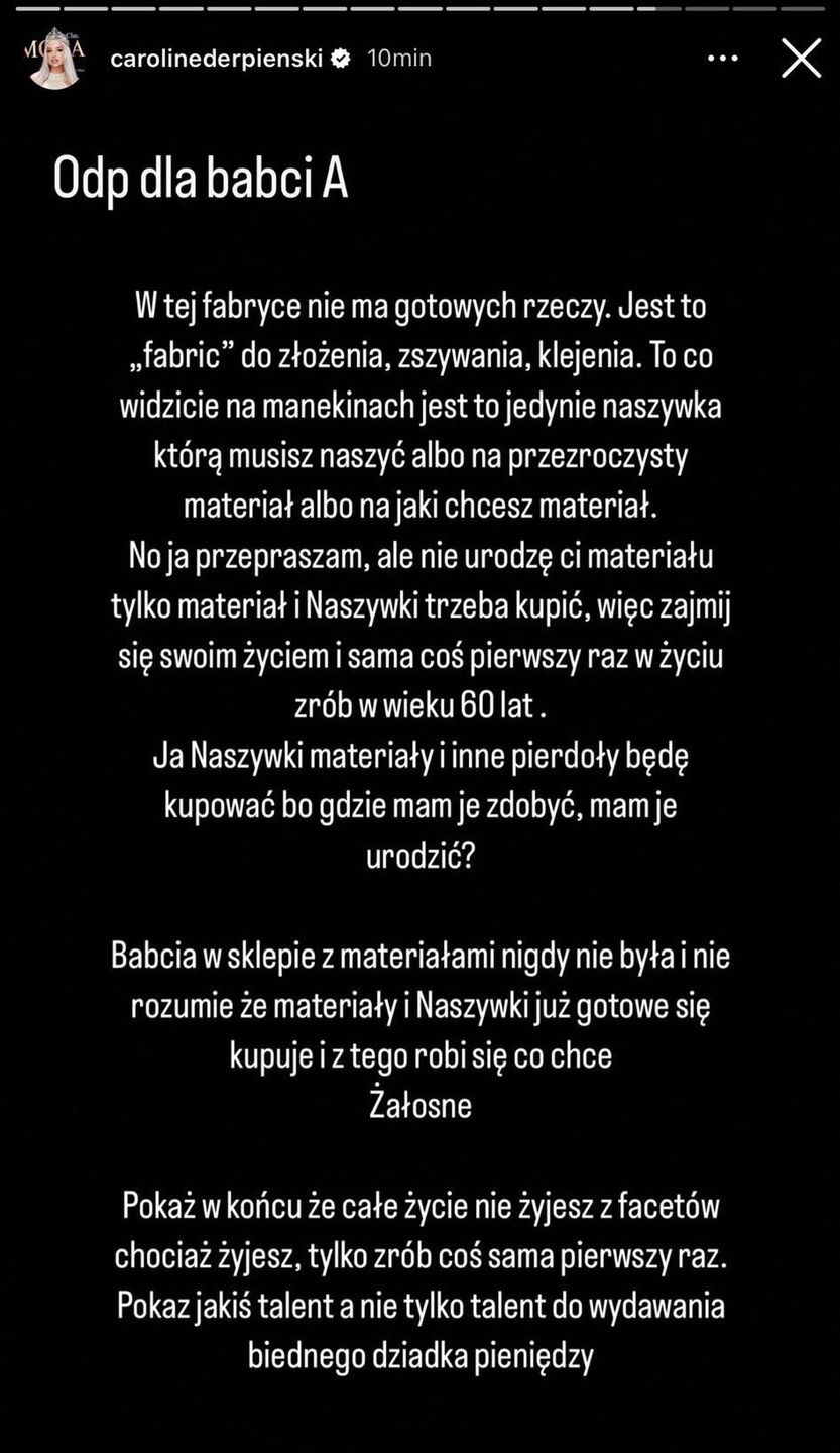 Caroline Derpienski odpowiada "babci A."