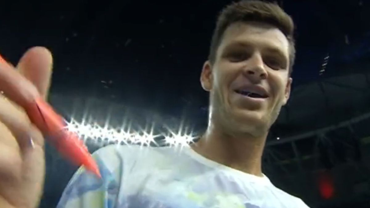 Twitter / Polsat Sport / Hubert Hurkacz podziękował chińskiej publiczności