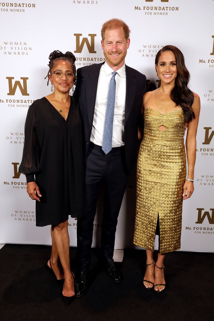 Ms. Foundation Women of Vision Awards: Celebrating Generations of Progress & PowerNEW YORK, NEW YORK - MAY 16: (L-R) Doria Ragland, Prince Harry, Duke of Sussex and Meghan, The Duchess of Sussex attend the Ms. Foundation Women of Vision Awards: Celebrating Generations of Progress & Power at Ziegfeld Ballroom on May 16, 2023 in New York City. (Photo by Kevin Mazur/Getty Images Ms. Foundation for Women)Kevin Mazurbestof, topix