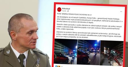 Dachowanie na A1. W aucie generał