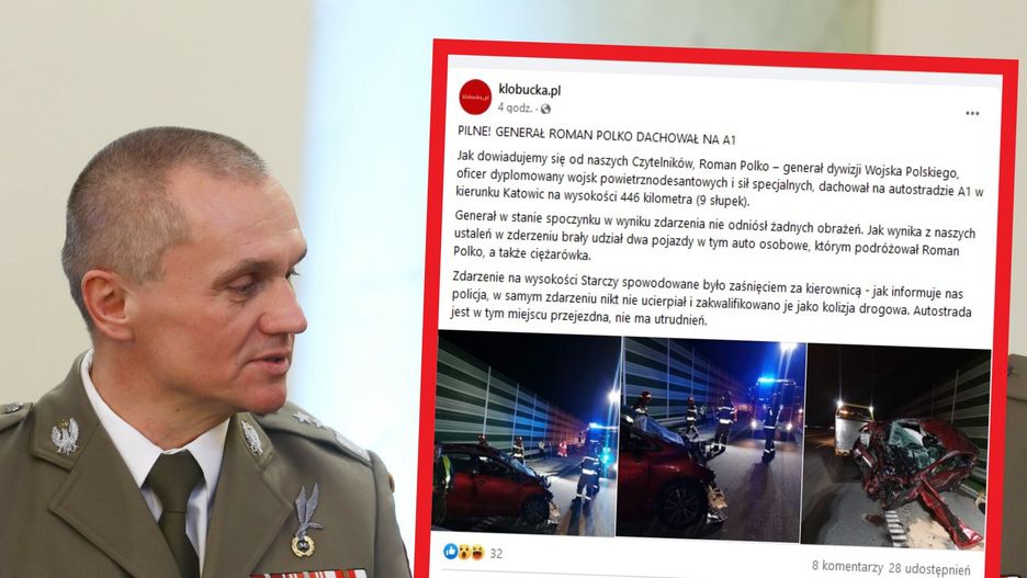 Kolizja drogowa z udziałem gen. Romana Polko