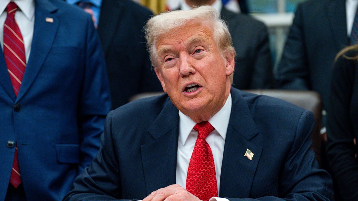 US President Donald Trump speaks prior to signing funding legislation to reopen the US government, in the Oval Office of the White House in Washington, DC, US, on Wednesday, Nov. 12, 2025. Trump signed legislation to end the longest government shutdown in US history, marking the official conclusion to a 43-day impasse that halted food aid to millions of households, canceled thousands of flights and forced federal workers to go unpaid for more than a month. Photographer: Bonnie Cash/UPI/Bloomberg via Getty Images